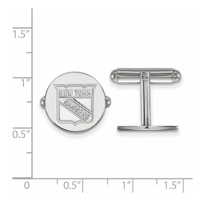 Sterling Silver Rhod-Pltd Nhl Logoart New York Rangers Cuff Links