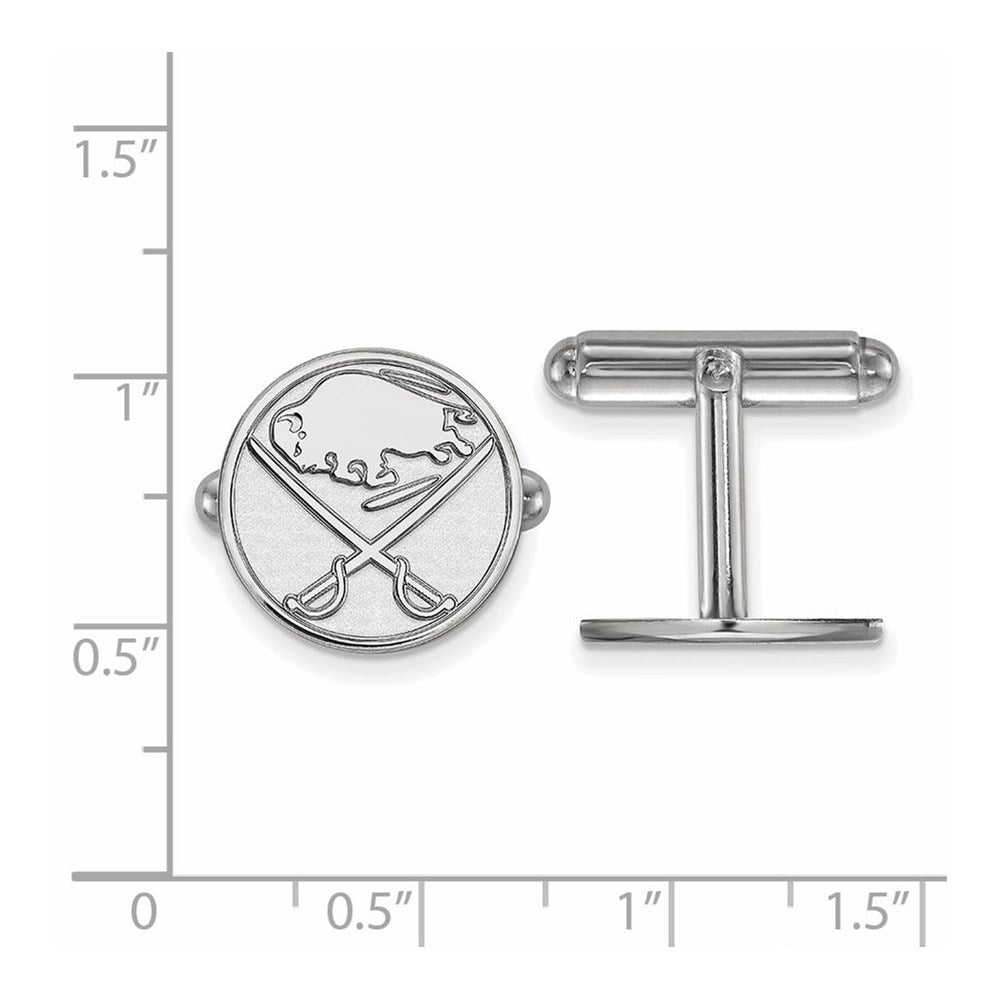Sterling Silver Rhodium-Plated Nhl Logoart Buffalo Sabres Cuff Links