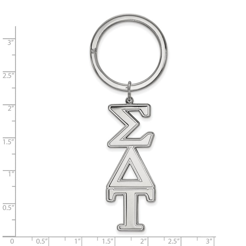 Sterling Silver Rhodium Plated Logoart Sigma Delta Tau Key Chain