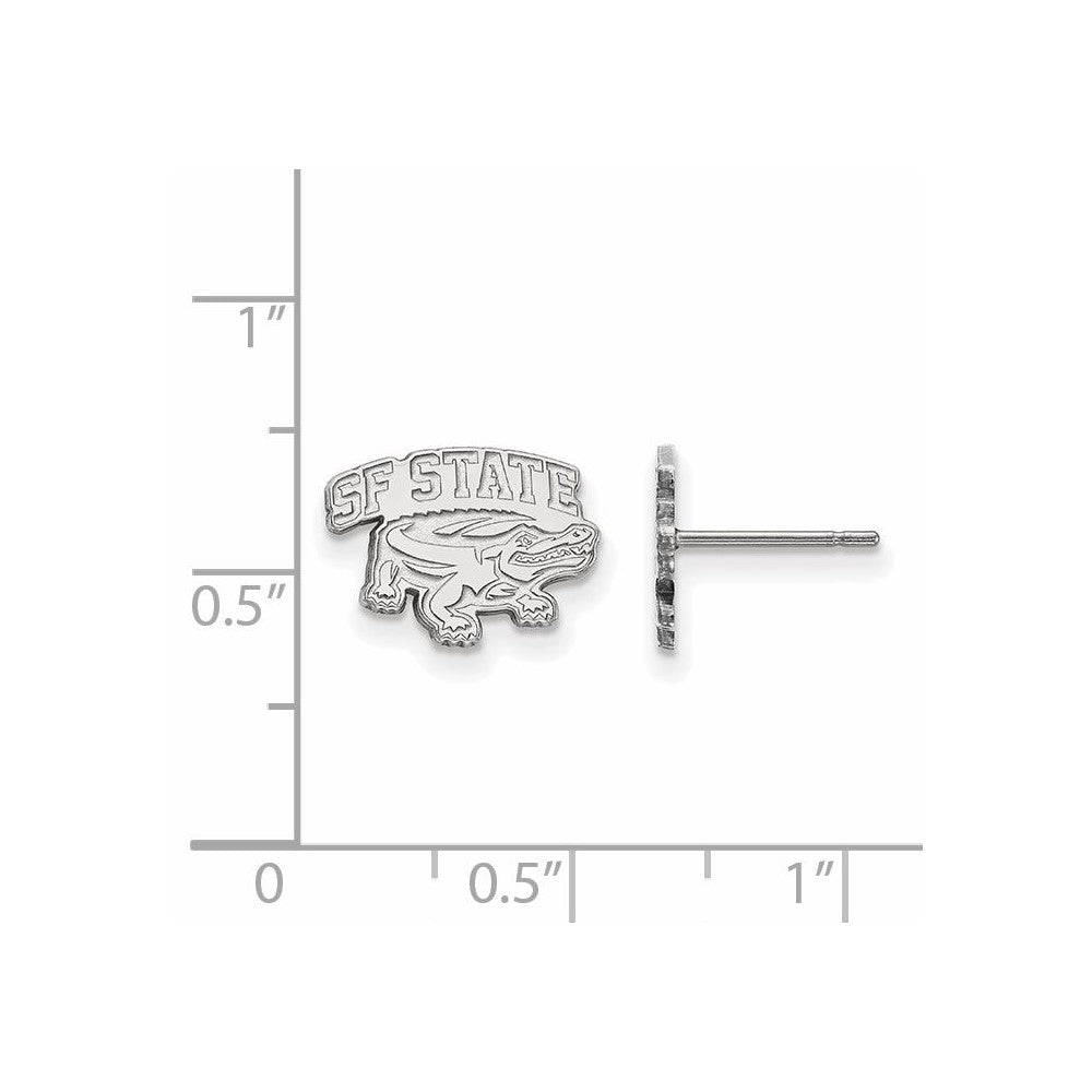 Sterling Silver Rhodium Plated Logoart San Francisco State University Extra Small Post Earrings