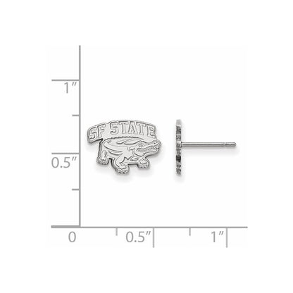 Sterling Silver Rhodium Plated Logoart San Francisco State University Extra Small Post Earrings