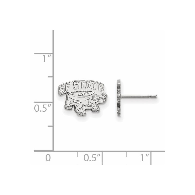 Sterling Silver Rhodium Plated Logoart San Francisco State University Extra Small Post Earrings