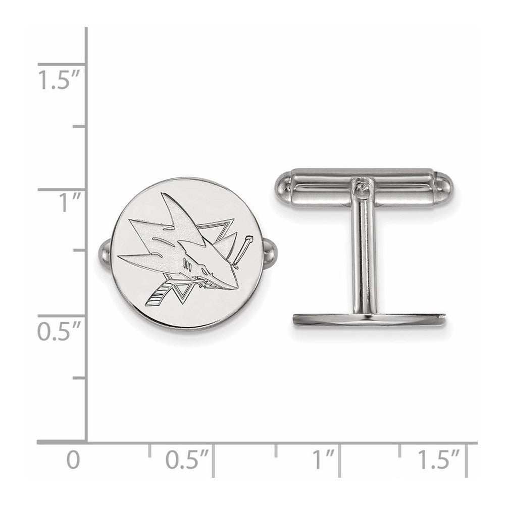 Sterling Silver Rhod-Pltd Nhl Logoart San Jose Sharks Cuff Links