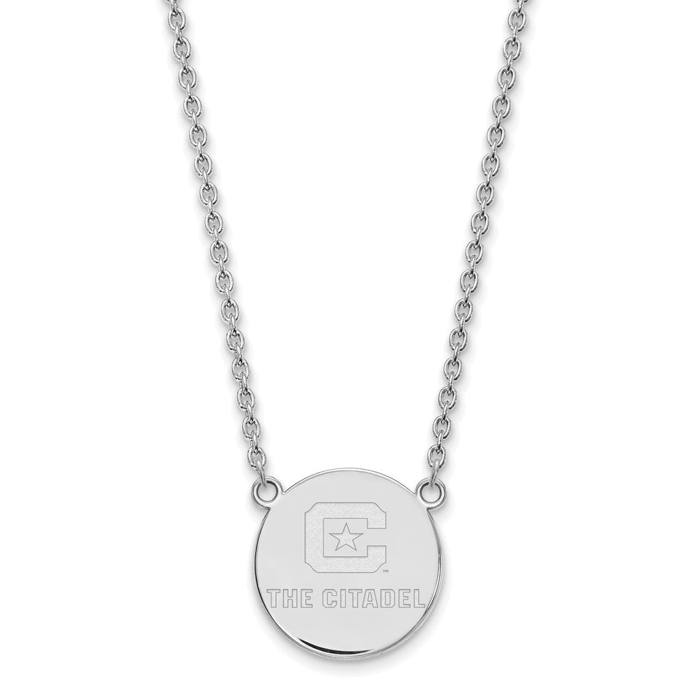 Sterling Silver Rh Plated Logoart The Citadel Large Pendant Necklace