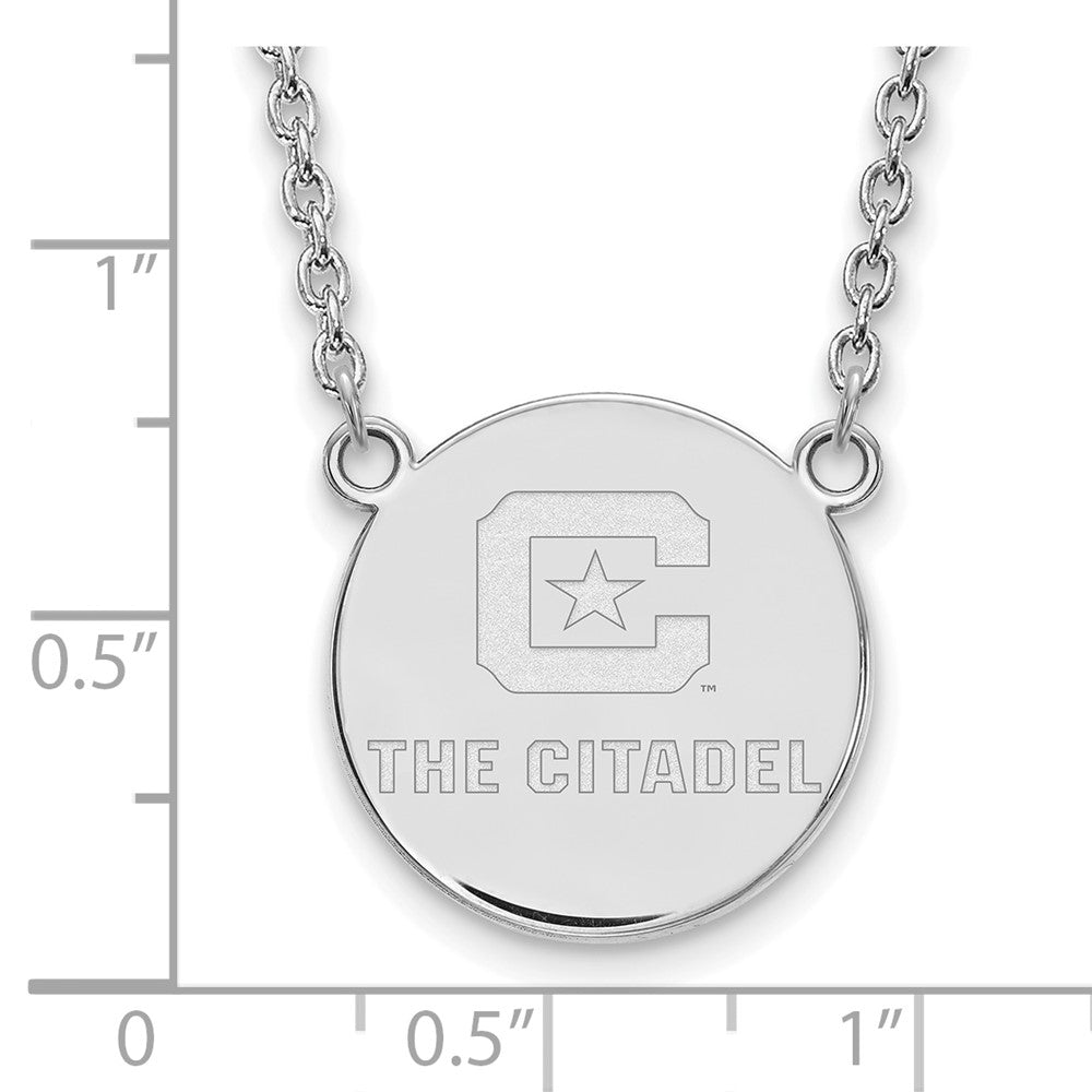 Sterling Silver Rh Plated Logoart The Citadel Large Pendant Necklace
