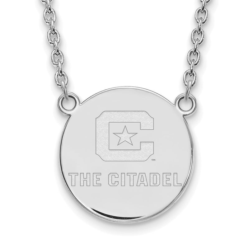 Sterling Silver Rh Plated Logoart The Citadel Large Pendant Necklace