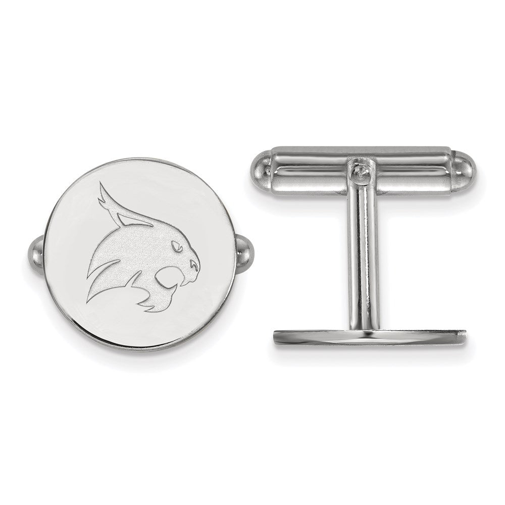 Sterling Silver Rhod-Pltd Logoart Texas State University Cuff Links