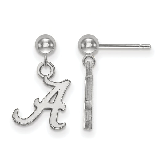 14K White Gold Logoart University Of Alabama Letter A Dangle Ball Post Earrings