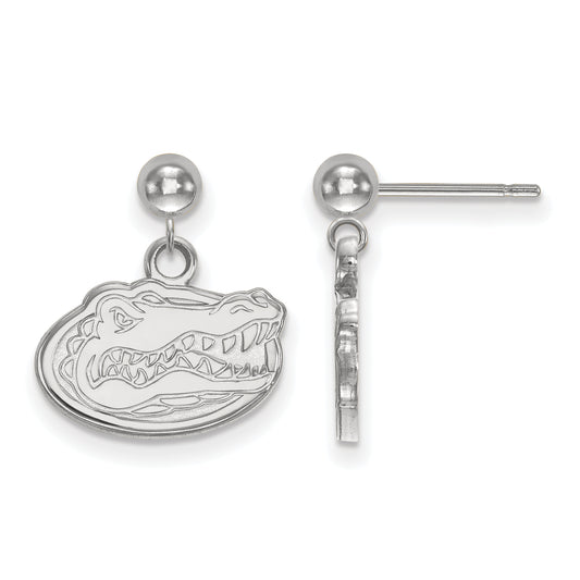 Sterling Silver Rhodium Plated Logoart University Of Florida Dangle Ball Post Earrings