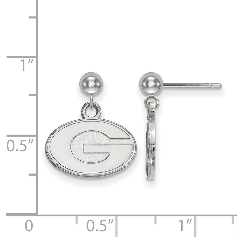 Sterling Silver Rhodium Plated Logoart University Of Georgia Letter G Dangle Ball Post Earrings