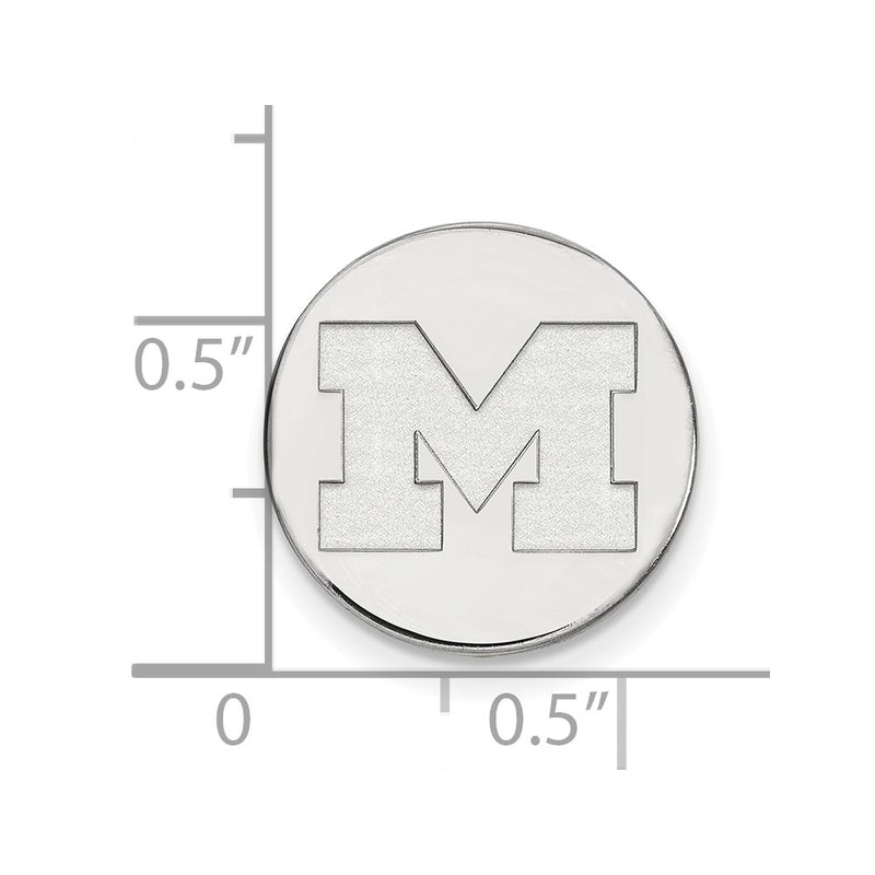 14K White Gold LogoArt University of Michigan Letter M Lapel Pin
