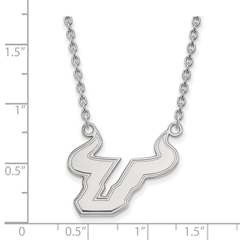 14K White Gold Logoart University Of South Florida Bull Large Pendant 18 Inch Necklace