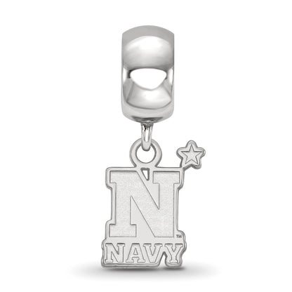 Sterling Silver Rhod-Pltd Logoart Us Naval Academy Small Dangle Bead