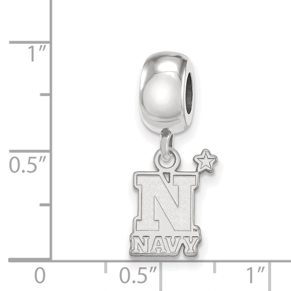 Sterling Silver Rhod-Pltd Logoart Us Naval Academy Small Dangle Bead