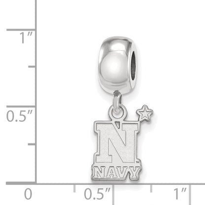 Sterling Silver Rhod-Pltd Logoart Us Naval Academy Small Dangle Bead