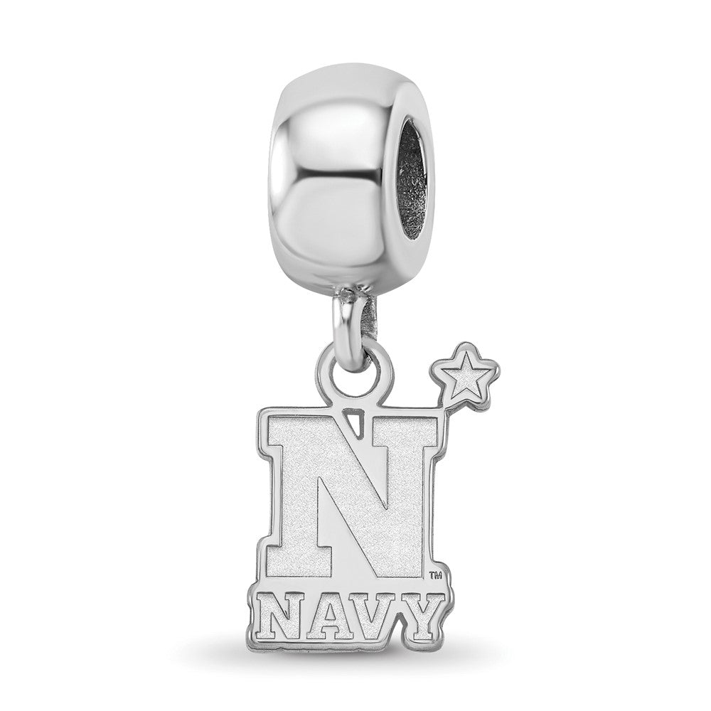 Sterling Silver Rhod-Pltd Logoart Us Naval Academy Small Dangle Bead