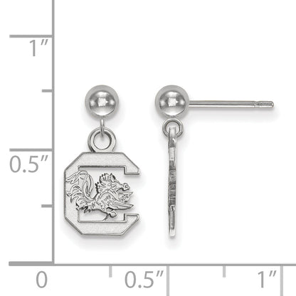 Sterling Silver Rhodium Plated Logoart University Of South Carolina Dangle Ball Post Earrings