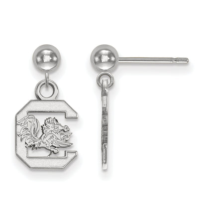 Sterling Silver Rhodium Plated Logoart University Of South Carolina Dangle Ball Post Earrings