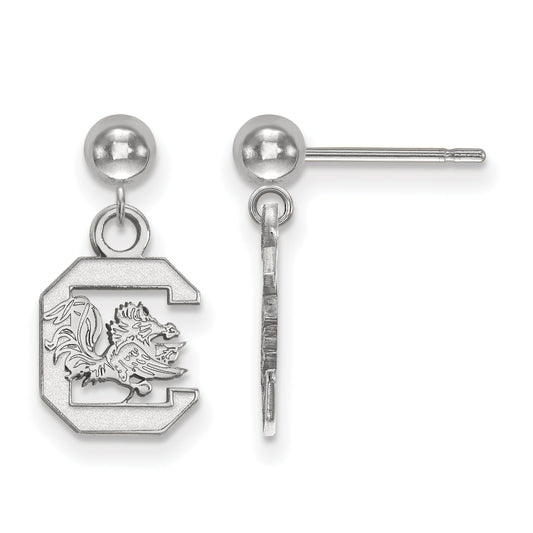Sterling Silver Rhodium Plated Logoart University Of South Carolina Dangle Ball Post Earrings