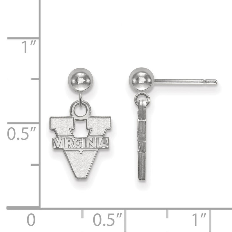 Sterling Silver Rhodium Plated Logoart University Of Virginia Dangle Ball Post Earrings