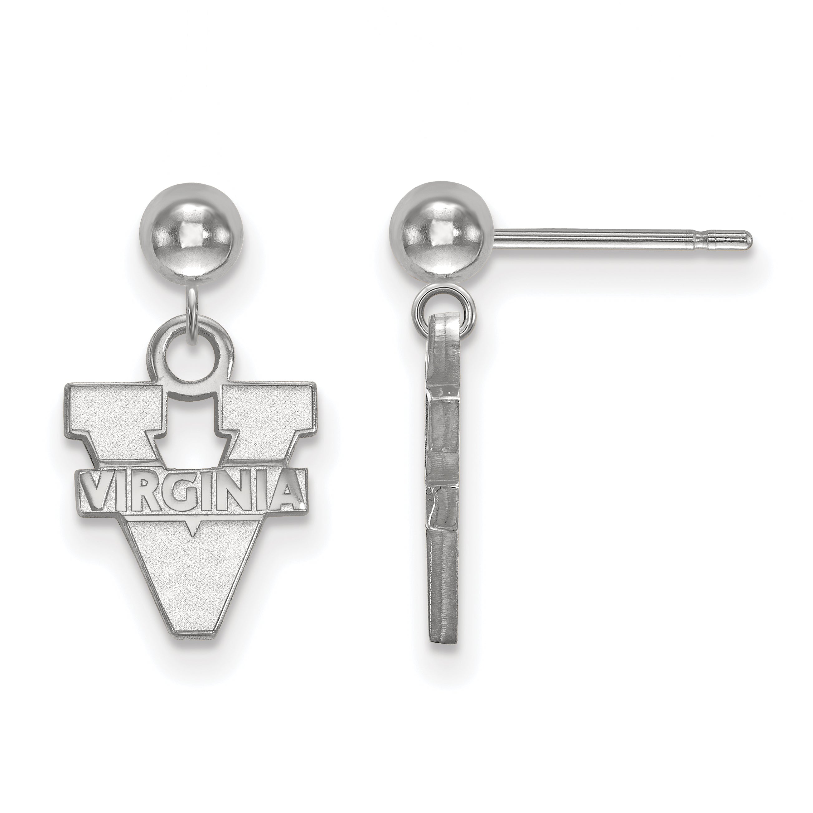 14K White Gold Logoart University Of Virginia Dangle Ball Post Earrings