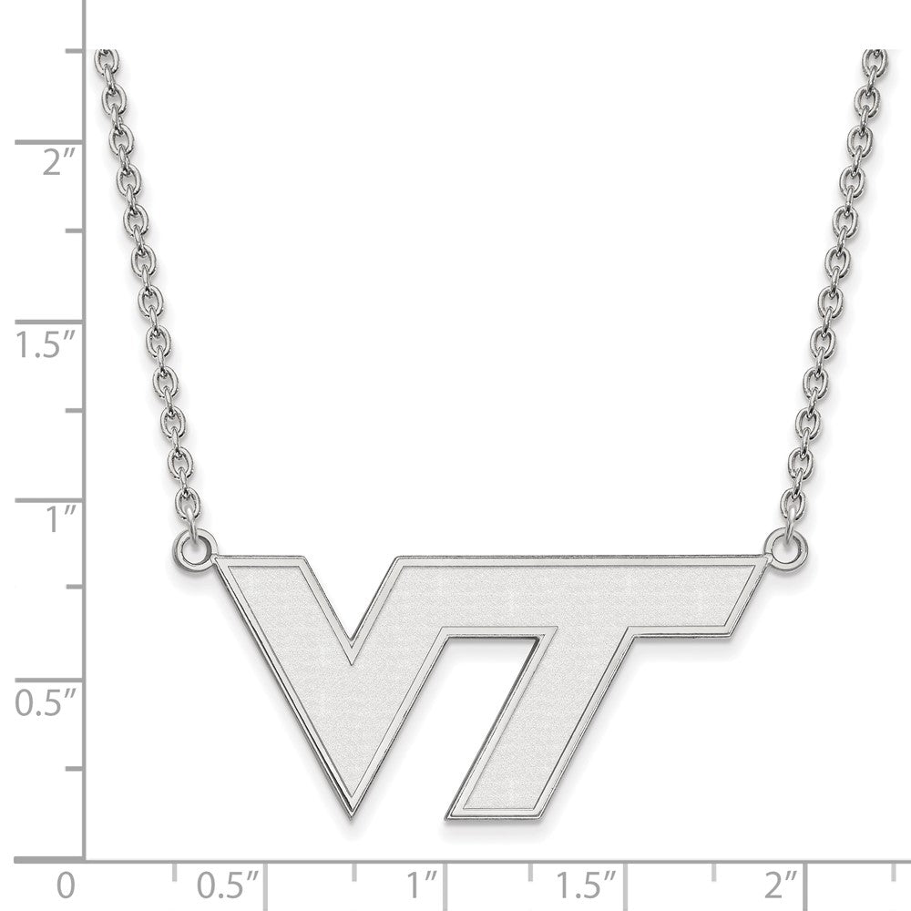 14K White Gold Logoart Virginia Tech V T Large Pendant 18 Inch Necklace