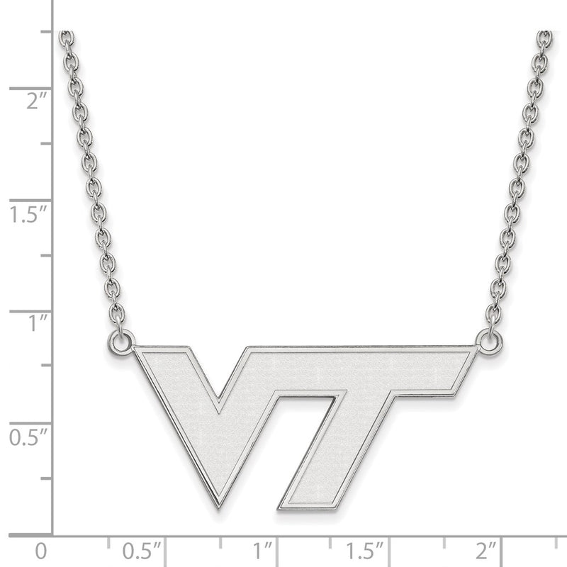14K White Gold Logoart Virginia Tech V T Large Pendant 18 Inch Necklace