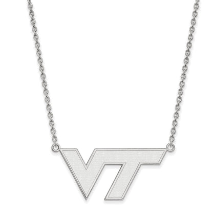 10K White Gold Logoart Virginia Tech V T Large Pendant 18 Inch Necklace