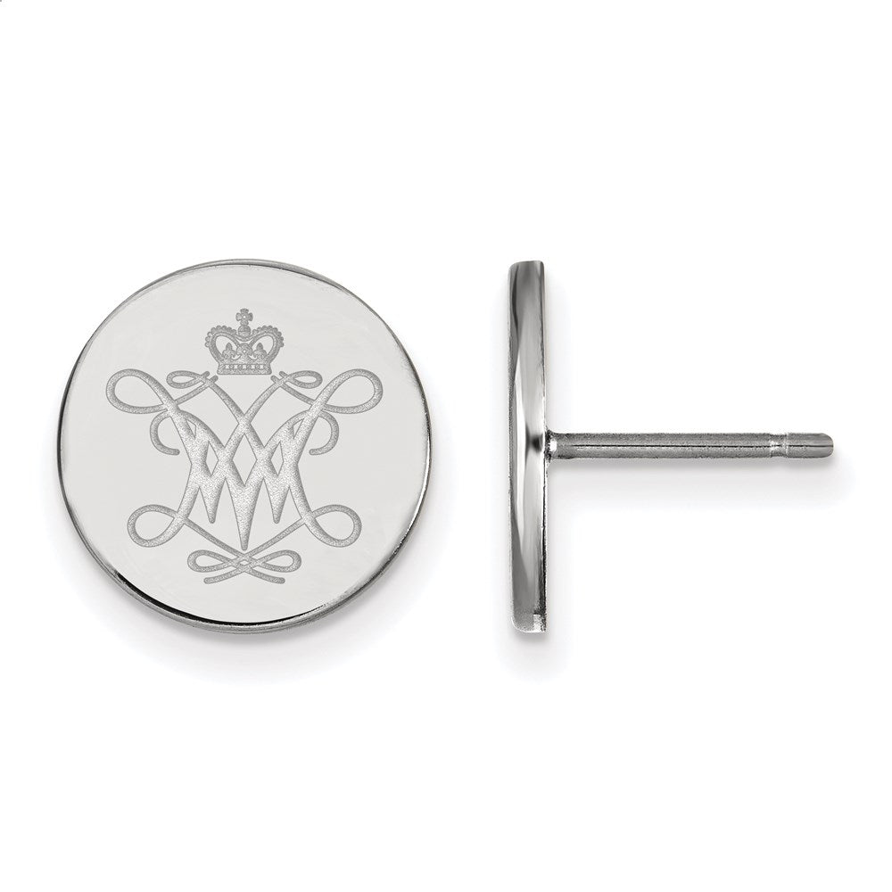 Sterling Silver Rhodium Plated Logoart College Of William And Mary Extra Small Disc Earrings