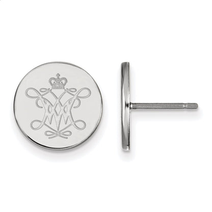 Sterling Silver Rhodium Plated Logoart College Of William And Mary Extra Small Disc Earrings