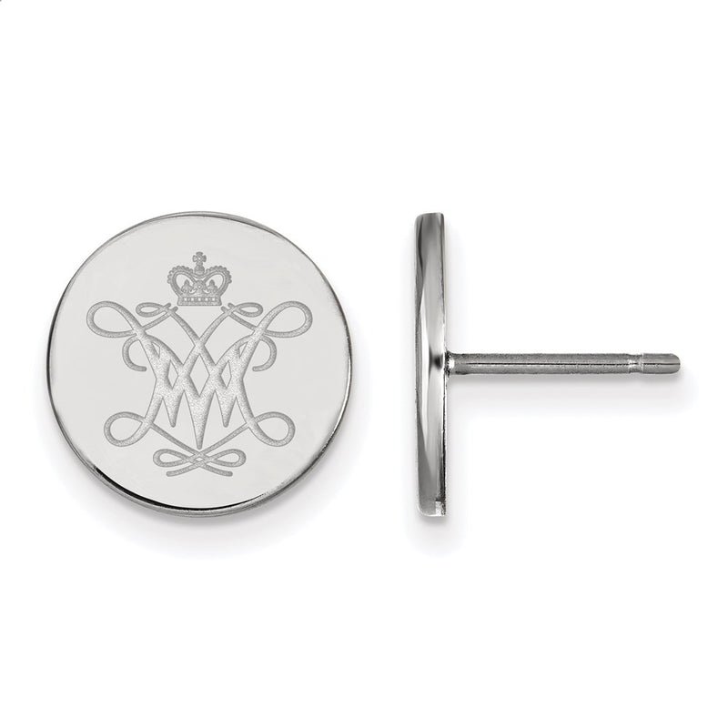 Sterling Silver Rhodium Plated Logoart College Of William And Mary Extra Small Disc Earrings