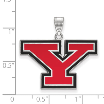 Sterling Silver Rhodium Plated Logoart Youngstown State University Letter Y Large Enameled Pendant