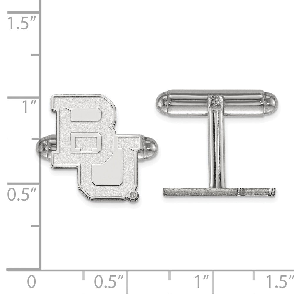 Sterling Silver Rhod-Pltd Logoart Baylor University Cuff Links
