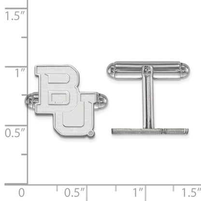 Sterling Silver Rhod-Pltd Logoart Baylor University Cuff Links