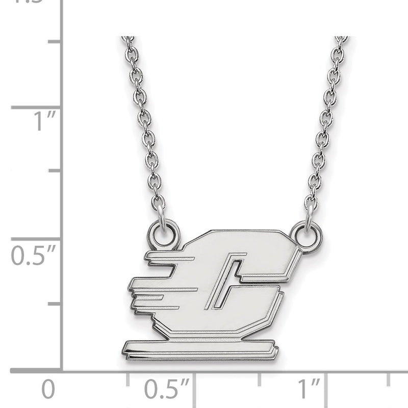 Sterling Silver Rhodium Plated Logoart Central Michigan University Letter C Small Pendant 18 Inch Necklace