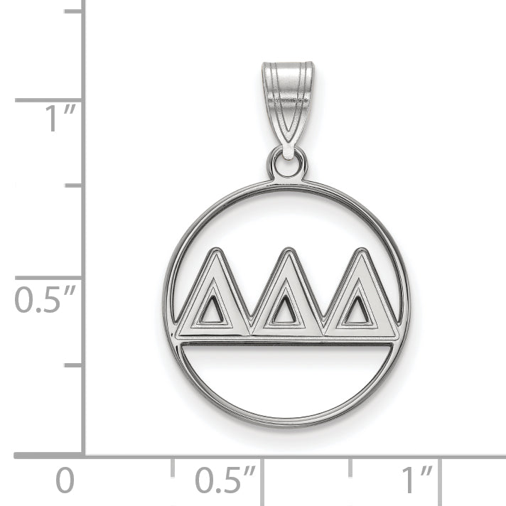 Sterling Silver Rhodium Plated Logoart Delta Sorority Greek Letters Medium Circle Pendant