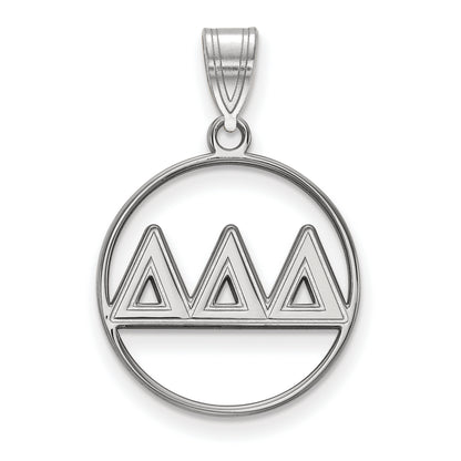 Sterling Silver Rhodium Plated Logoart Delta Sorority Greek Letters Medium Circle Pendant