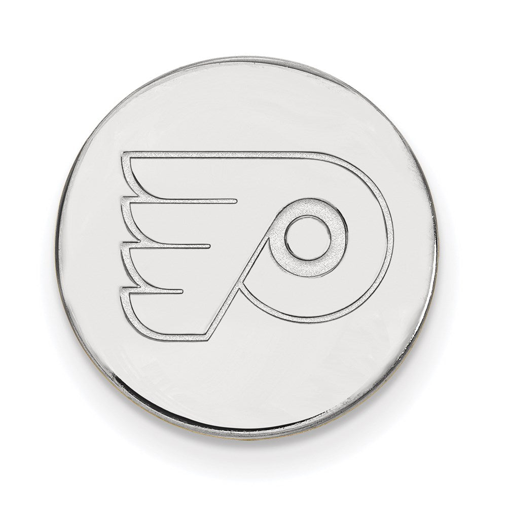 Sterling Silver Rh-P Nhl Logoart Philadelphia Flyers Black Leather Money Clip Wa