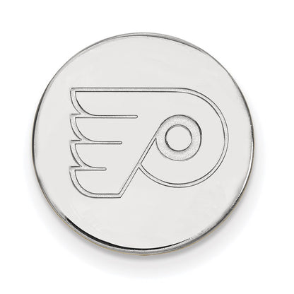 Sterling Silver Rh-P Nhl Logoart Philadelphia Flyers Black Leather Money Clip Wa