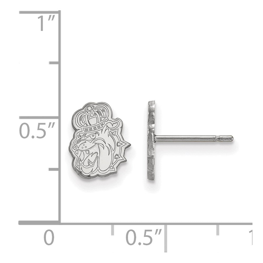 Sterling Silver Rhodium Plated Logoart James Madison University Duke Dog Extra Small Post Earrings