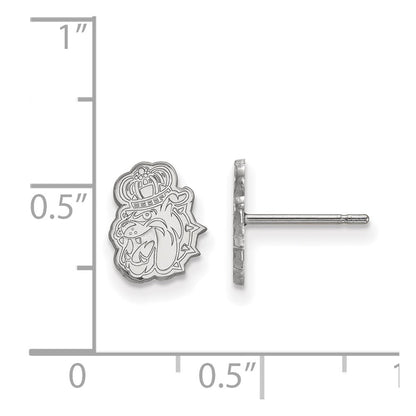 Sterling Silver Rhodium Plated Logoart James Madison University Duke Dog Extra Small Post Earrings