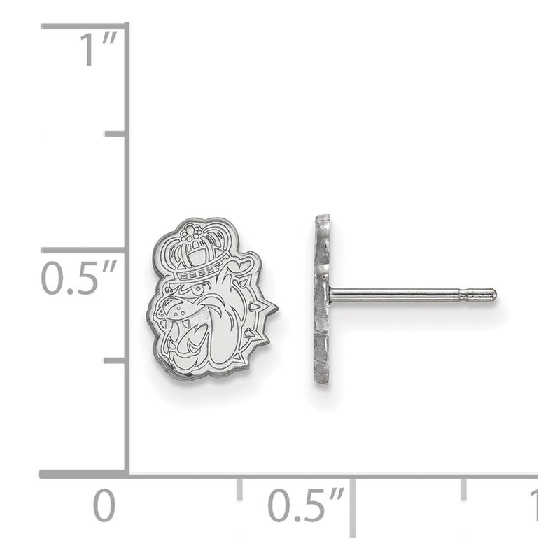 Sterling Silver Rhodium Plated Logoart James Madison University Duke Dog Extra Small Post Earrings