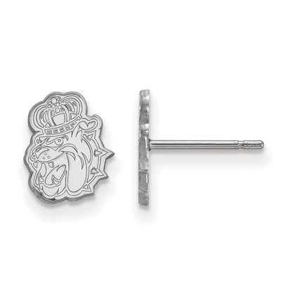 Sterling Silver Rhodium Plated Logoart James Madison University Duke Dog Extra Small Post Earrings