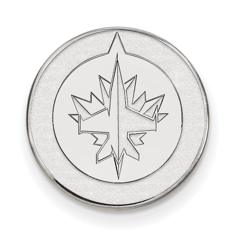 Sterling S. Rh-P Nhl Logoart Winnipeg Jets Black Leather Oval Key Chain