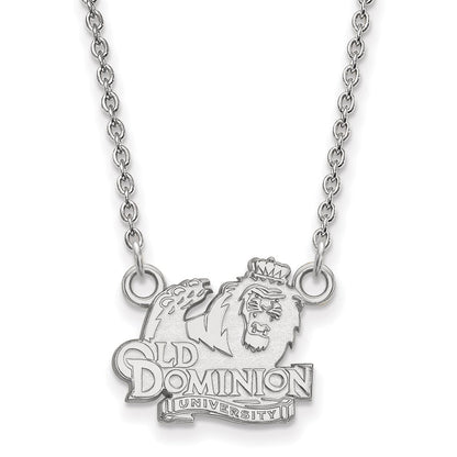 Sterling Silver Rhodium Plated Logoart Old Dominion University Small Pendant 18 Inch Necklace