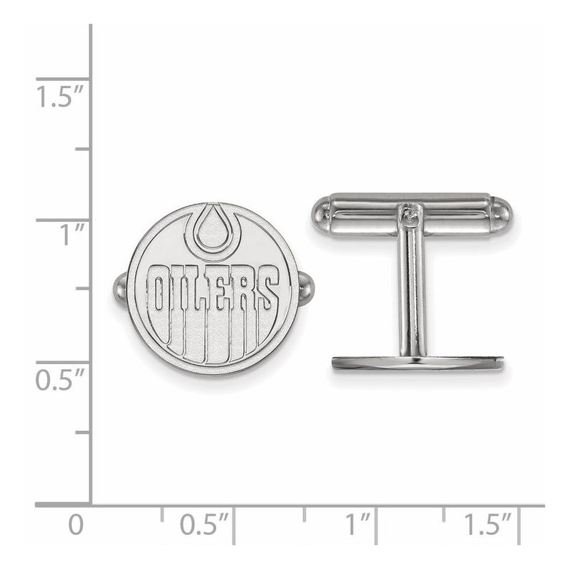Sterling Silver Rhodium-Plated Nhl Logoart Edmonton Oilers Cuff Links