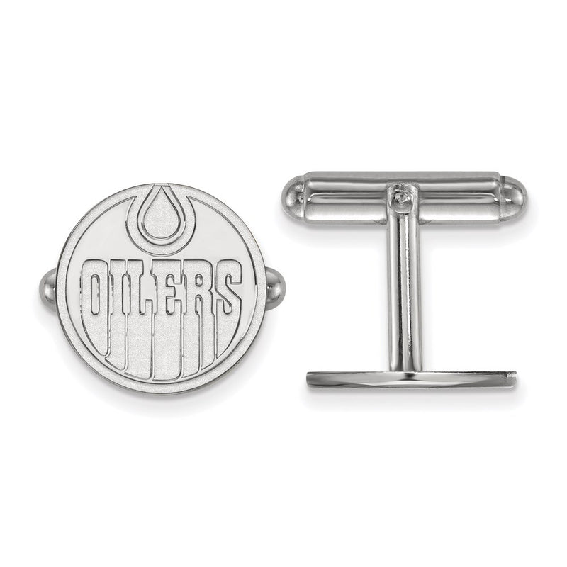 Sterling Silver Rhodium-Plated Nhl Logoart Edmonton Oilers Cuff Links