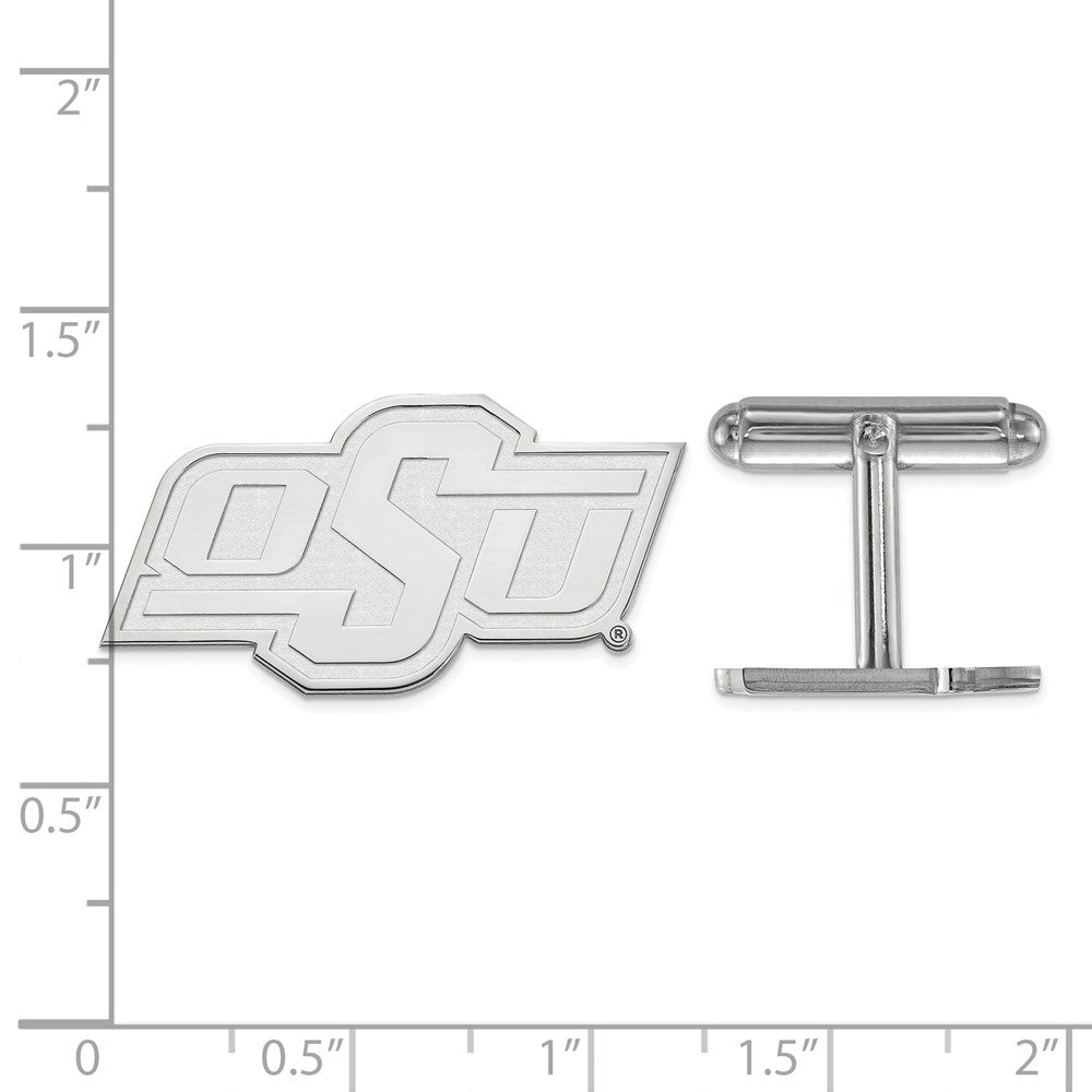 Sterling Silver Rhod-Pltd Logoart Oklahoma State University Cuff Links