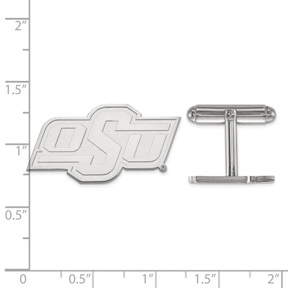Sterling Silver Rhod-Pltd Logoart Oklahoma State University Cuff Links