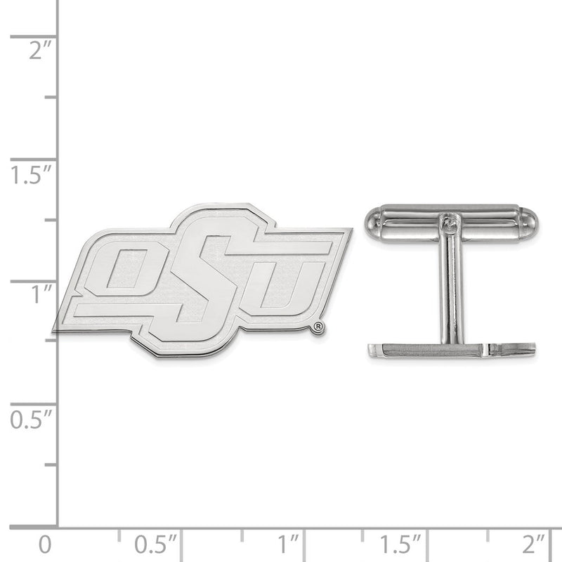 Sterling Silver Rhod-Pltd Logoart Oklahoma State University Cuff Links